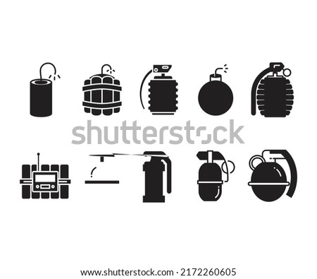 bomb and grenade icons set vector illustration