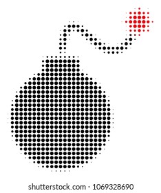 Bomb halftone vector pictogram. Illustration style is dotted iconic Bomb icon symbol on a white background. Halftone texture is round items.