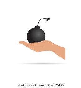 bomb in hand boom vector in colorful
