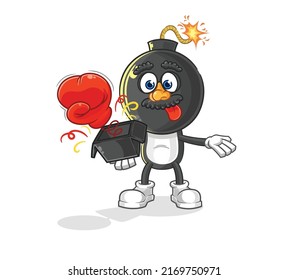 the bomb head prank glove in the box. cartoon mascot