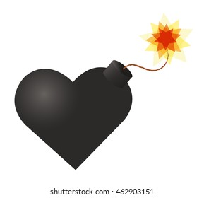 BOMB heart icon , bomb ready to explode , heart attack icon