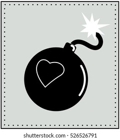 Bomb with a heart.Vector illustration