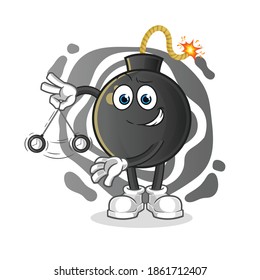 bomb hypnotizing cartoon. cartoon mascot vector