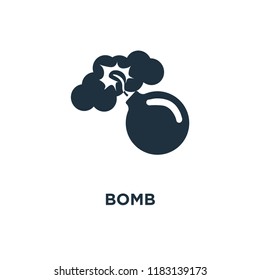 Bomb icon. Black filled vector illustration. Bomb symbol on white background. Can be used in web and mobile.