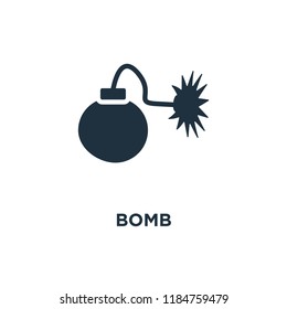 Bomb icon. Black filled vector illustration. Bomb symbol on white background. Can be used in web and mobile.