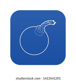 Bomb icon blue vector isolated on white background