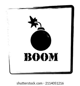 Icono de bomba. Marco del pincel. Ilustración vectorial.