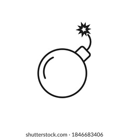 Bomb icon with burning wick in flat style.
