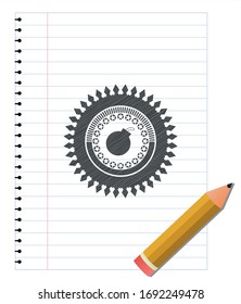 bomb icon draw with pencil effect. Vector Illustration. Detailed.