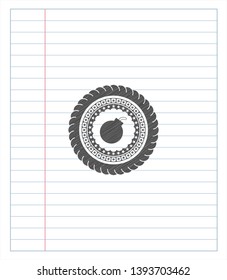 bomb icon drawn in pencil. Vector Illustration. Detailed.