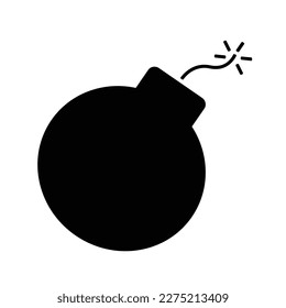 Bomb Icon, Explosive Bomb With Burning Fuse Silhouette