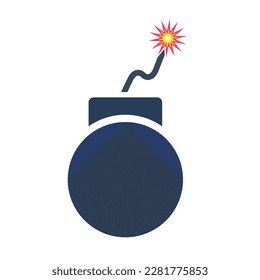 Icono de bomba con fuego que empieza a encenderse. Vector.