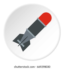 Bomb icon in flat circle isolated on white background vector illustration for web