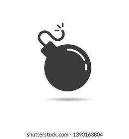 Bomb icon with flat design style isolated on white background