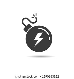 Bomb icon with flat design style isolated on white background