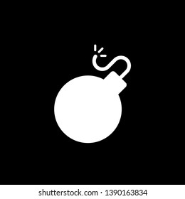 Bomb icon with flat design style isolated on black background