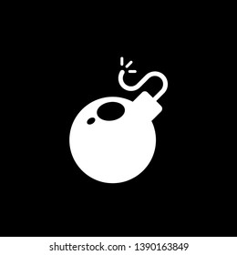 Bomb icon with flat design style isolated on black background