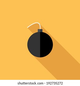 Bomb icon. Flat design style modern vector illustration. Isolated on stylish color background. Flat long shadow icon. Elements in flat design.