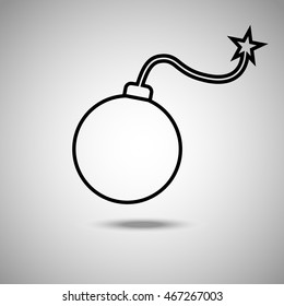 Bomb icon. Flat style. Grey background. Vector illustration.