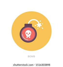 Bomb icon in flat style, vector illustration. Yellow theme concept