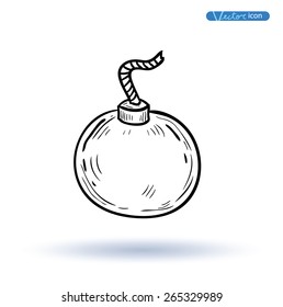 bomb icon hand drawn vector illustration.