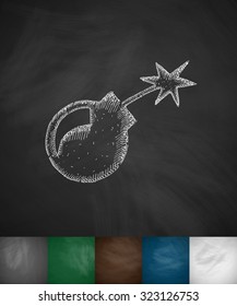 bomb icon. Hand drawn vector illustration. Chalkboard Design