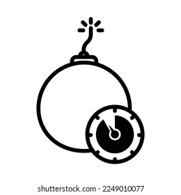 Bomb icon illustration with clock. suitable for deadline icon. Simple vector design editable