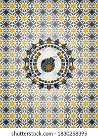 icono de bomba dentro de la insignia arabesca. decoración árabe. 