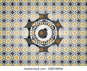 bomb icon inside arabesque style emblem. arabic decoration.