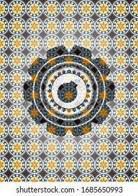 icono de bomba dentro de la placa árabe. Decoración árabe.