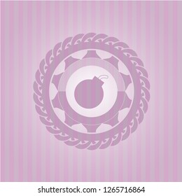 bomb icon inside badge with pink background