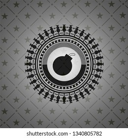 bomb icon inside black emblem. Vintage.