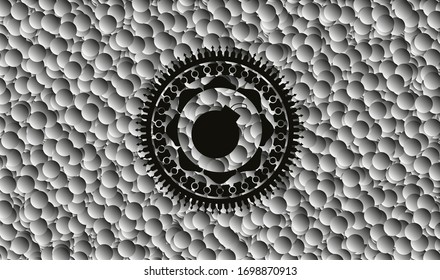 Bombensymbol in schwarzem Emblem mit grauem Hintergrund. Jahrgang. Vektorillustration Illustration. Detaillierte Angaben.
