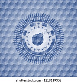bomb icon inside blue polygonal badge.