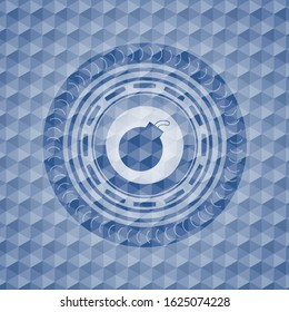 bomb icon inside blue polygonal badge.