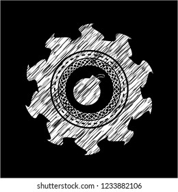 bomb icon inside chalk emblem