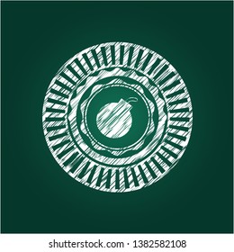 bomb icon inside chalk emblem