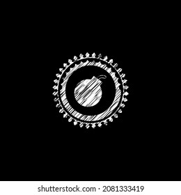 icono de bomba dentro del emblema de la pizarra. 