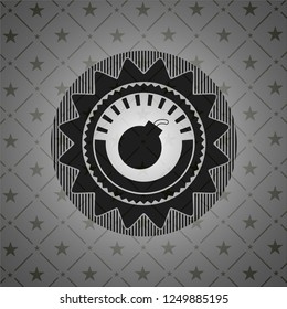 bomb icon inside dark emblem. Retro