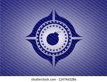 bomb icon inside emblem with jean high quality background