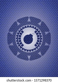 bomb icon inside emblem with jean high quality background
