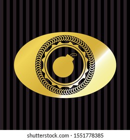 bomb icon inside gold shiny badge