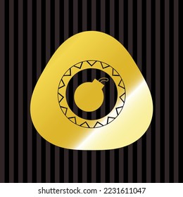 icono de bomba dentro del emblema dorado brillante. 