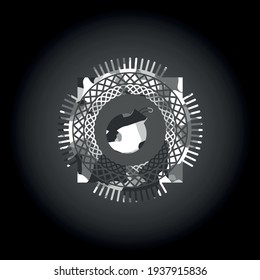 icono de bomba dentro del emblema gris de camo. 