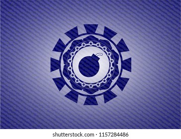 bomb icon inside jean background