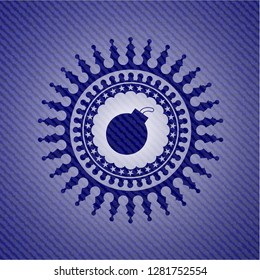 bomb icon inside jean background