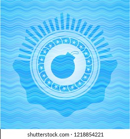 bomb icon inside light blue water badge.