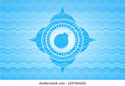 bomb icon inside light blue water badge.