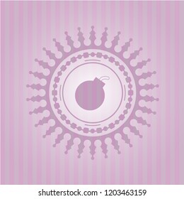 bomb icon inside pink emblem