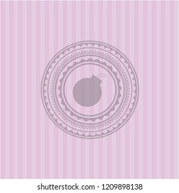 bomb icon inside pink emblem. Retro
